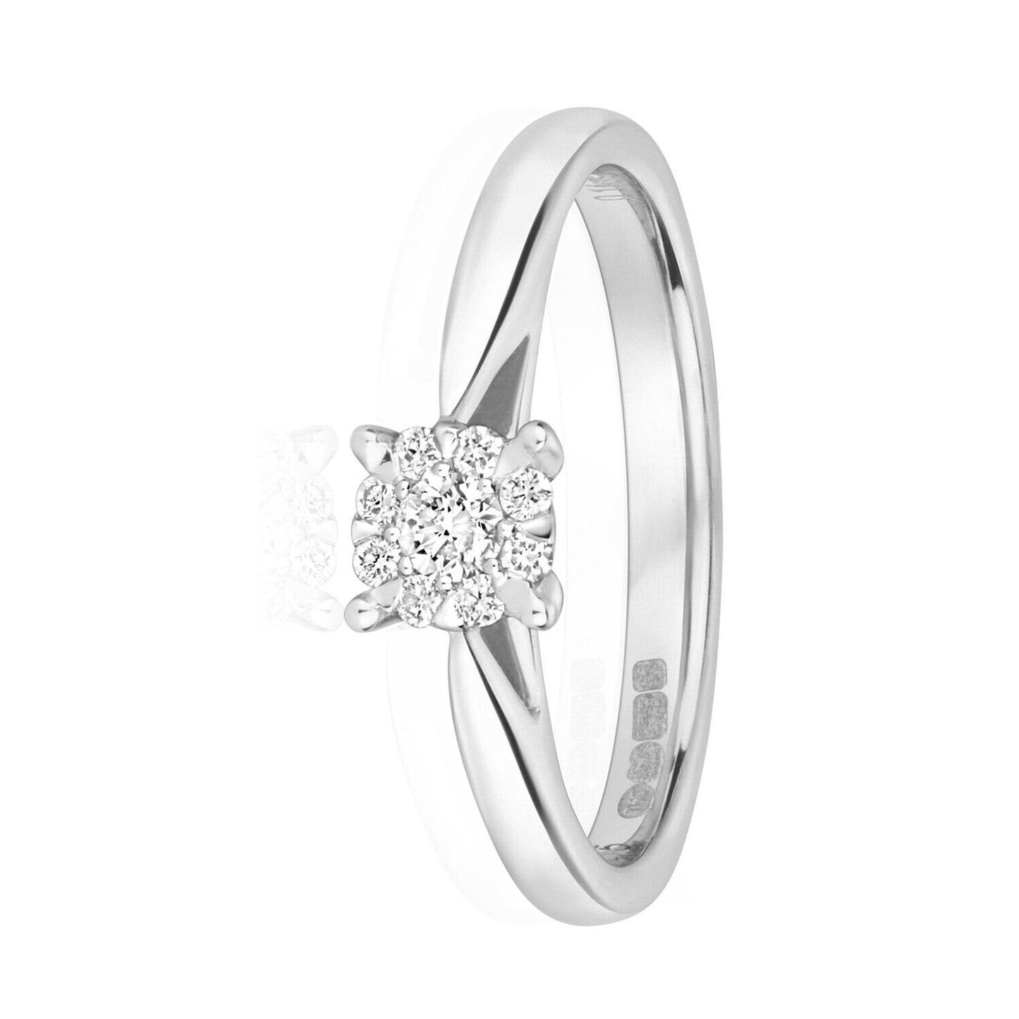 9ct White Gold Diamond Solitaire Ring Brilliant Set Engagement Size J - Q