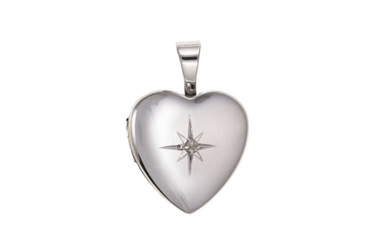 Real Diamond Small Heart Locket Solid Sterling Silver 925 Hallmark 12mm