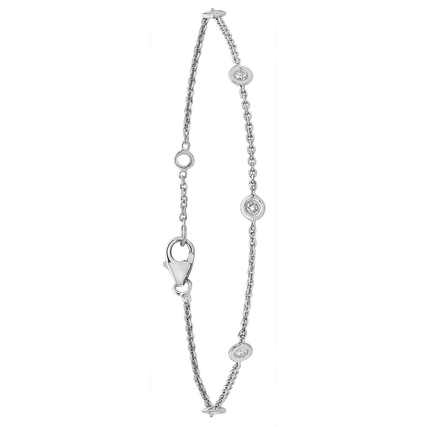Real Diamond Chain Bracelet 9ct White Gold Hallmarked