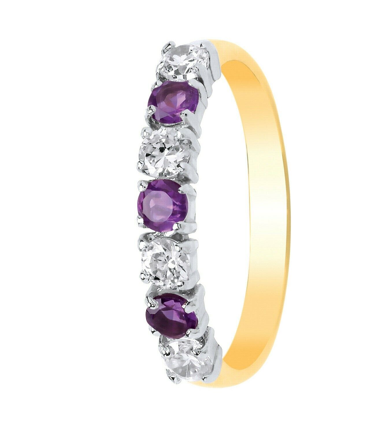 9ct Yellow Gold Amethyst Eternity Ring Band Anniversary Fully Hallmarked