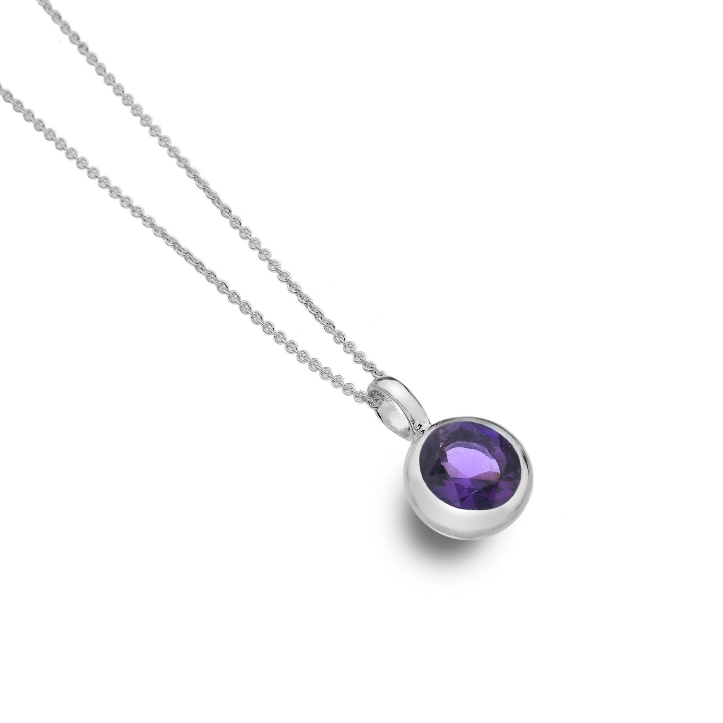 Amethyst Pendant Solid Silver Real Stone 925 Hallmarked All Chain Lengths