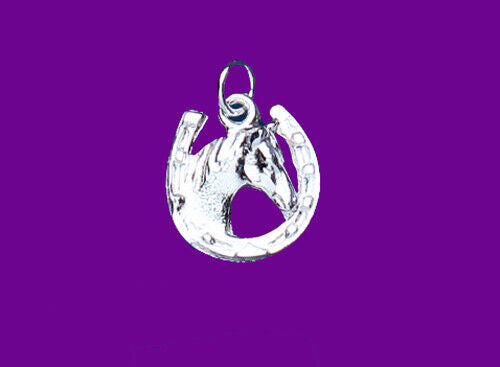 Horses Head Horseshoe Pendant Sterling Silver 925 Hallmark 14-24" Chain