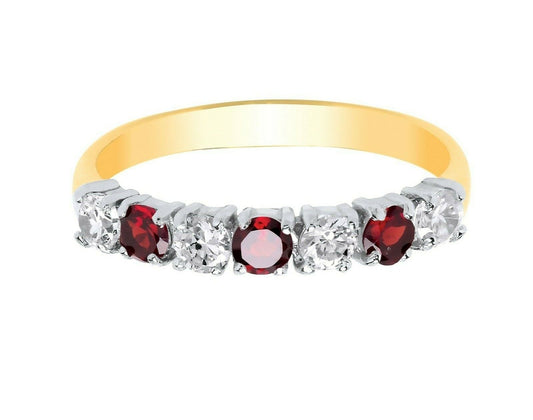 9ct Yellow Gold Garnet Eternity Ring Band Fully Hallmarked