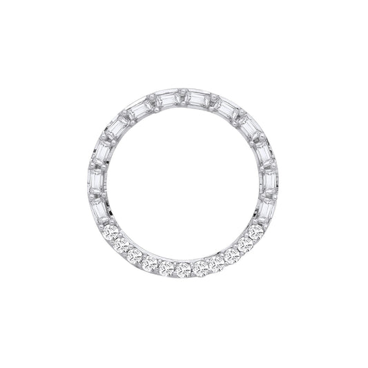 18ct White Gold 0.35ctw Circle Pendant Round Brilliant and Baguette Diamonds