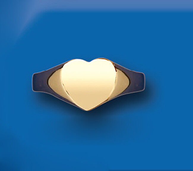 Ladies Gold Signet Ring Heart Heavyweight Hallmarked British Made size L-Q