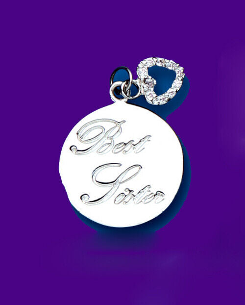 Silver Best Sister Pendant Heart Sterling Silver 925 Stamp All Chain Lengths