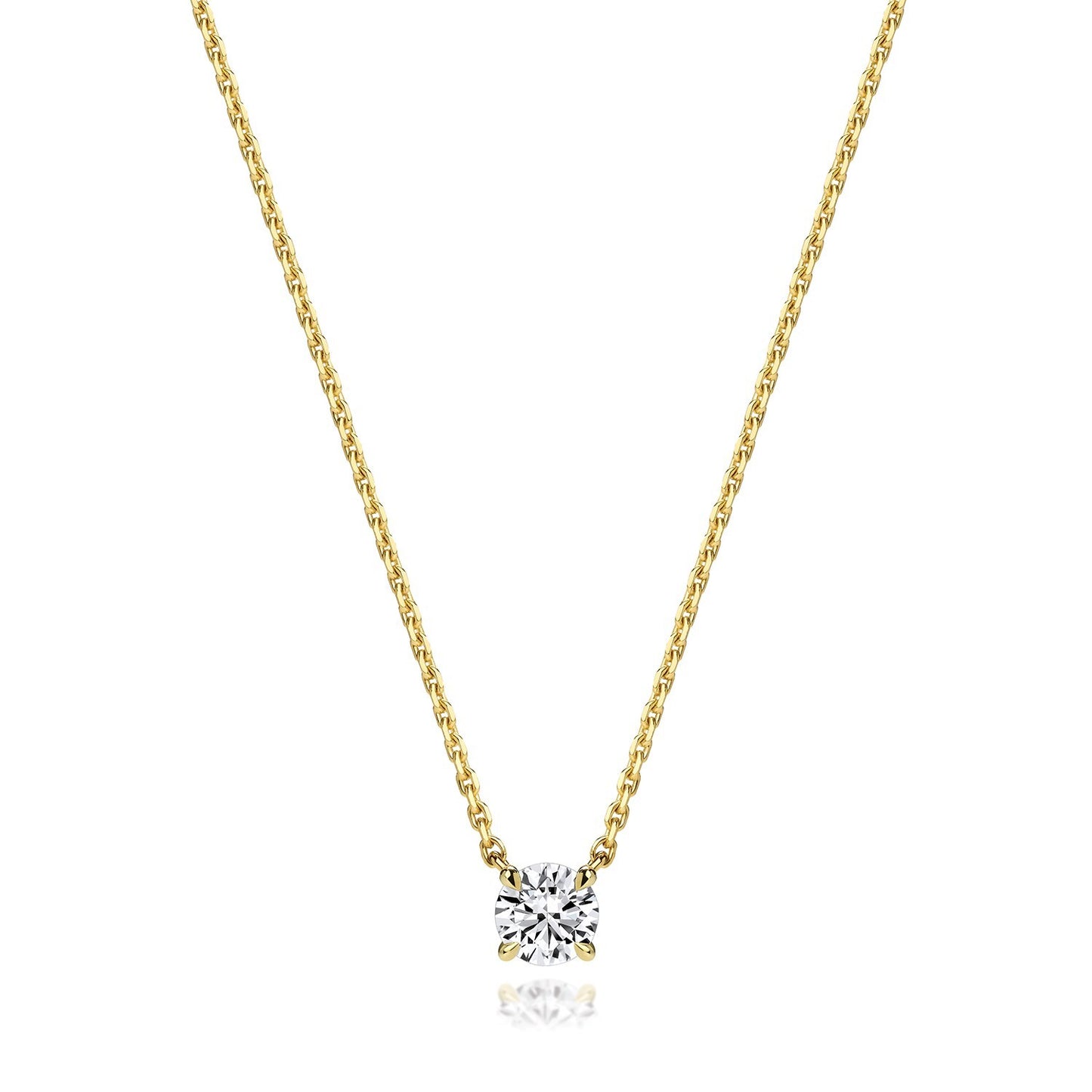 Lab Grown Floating Diamond Necklace in 18ct Yellow Gold 15 - 17" IGI Certified