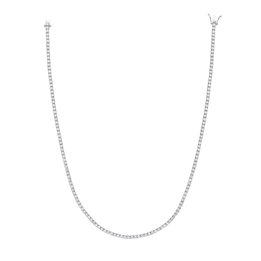 18ct White Gold 10.00ct Diamond 17 Inch Necklace Certificated Made in London