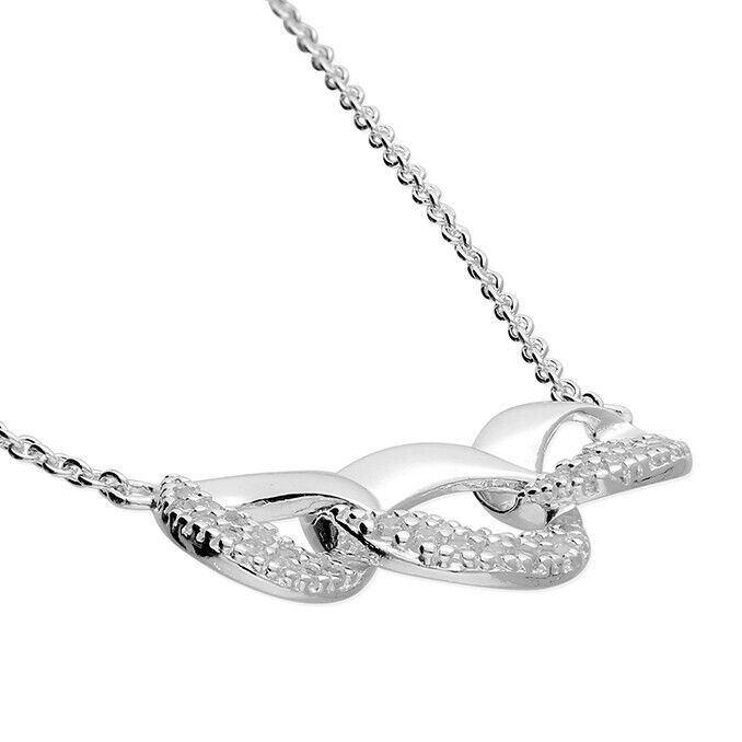 Three Chain Link Necklace Gem Set on 925 Sterling Silver 925 hallmark