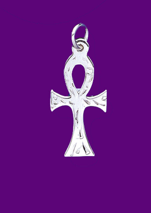 Sterling Silver Engraved Ankh Cross Pendant 925 Hallmark 20 x 10mm