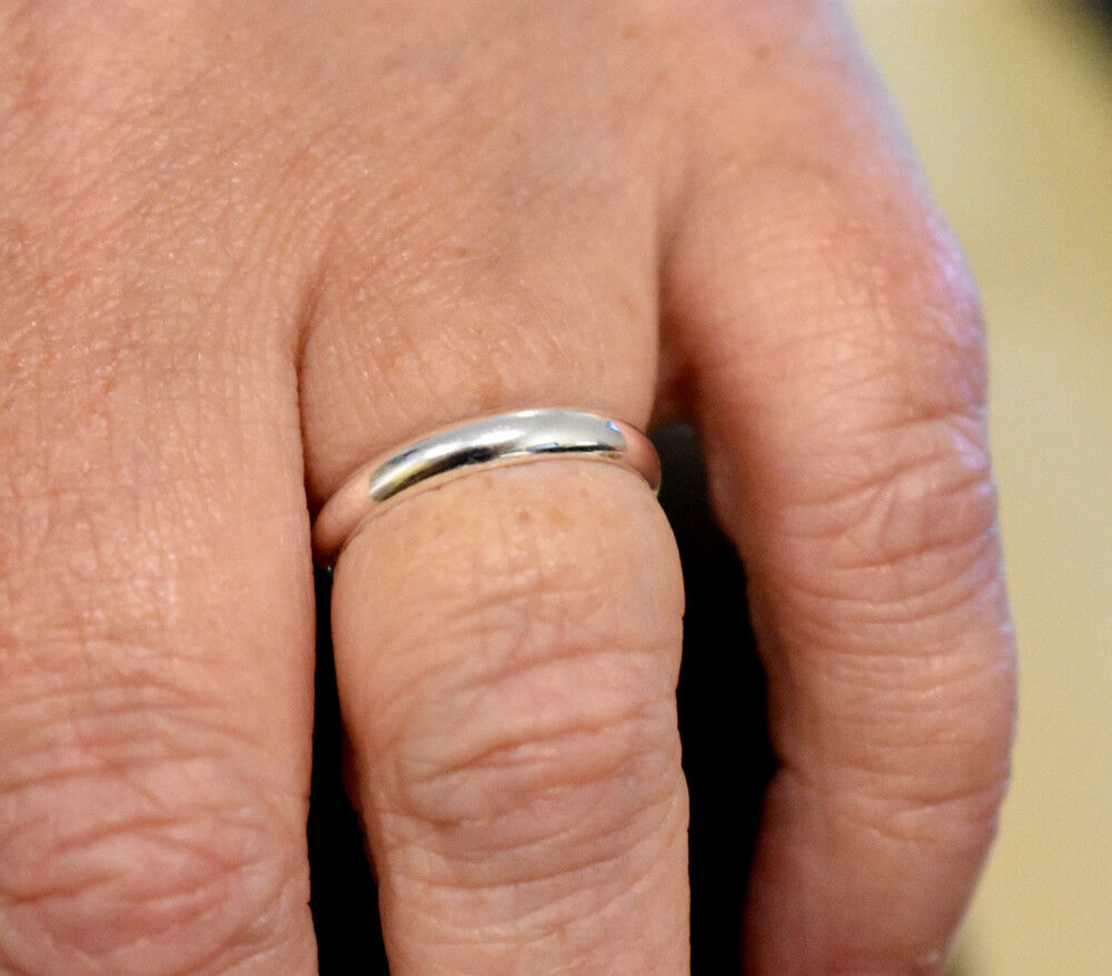 Sterling Silver Wedding Band Ring 3mm D Shape 925 Hallmark