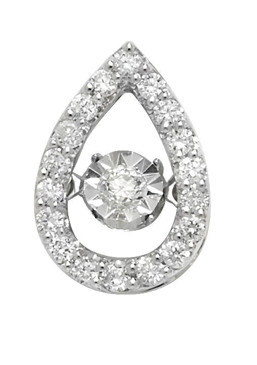Diamond Pear Slider Pendant 9ct White Gold Pear 0.25ctw Real Diamonds