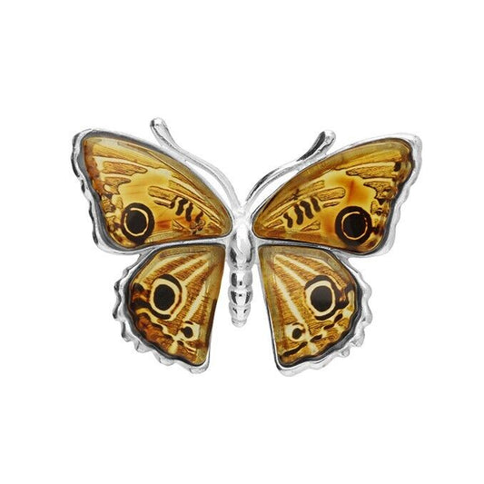 Gorgeous Amber Butterfly Pendant With Chain Solid Sterling Silver 925
