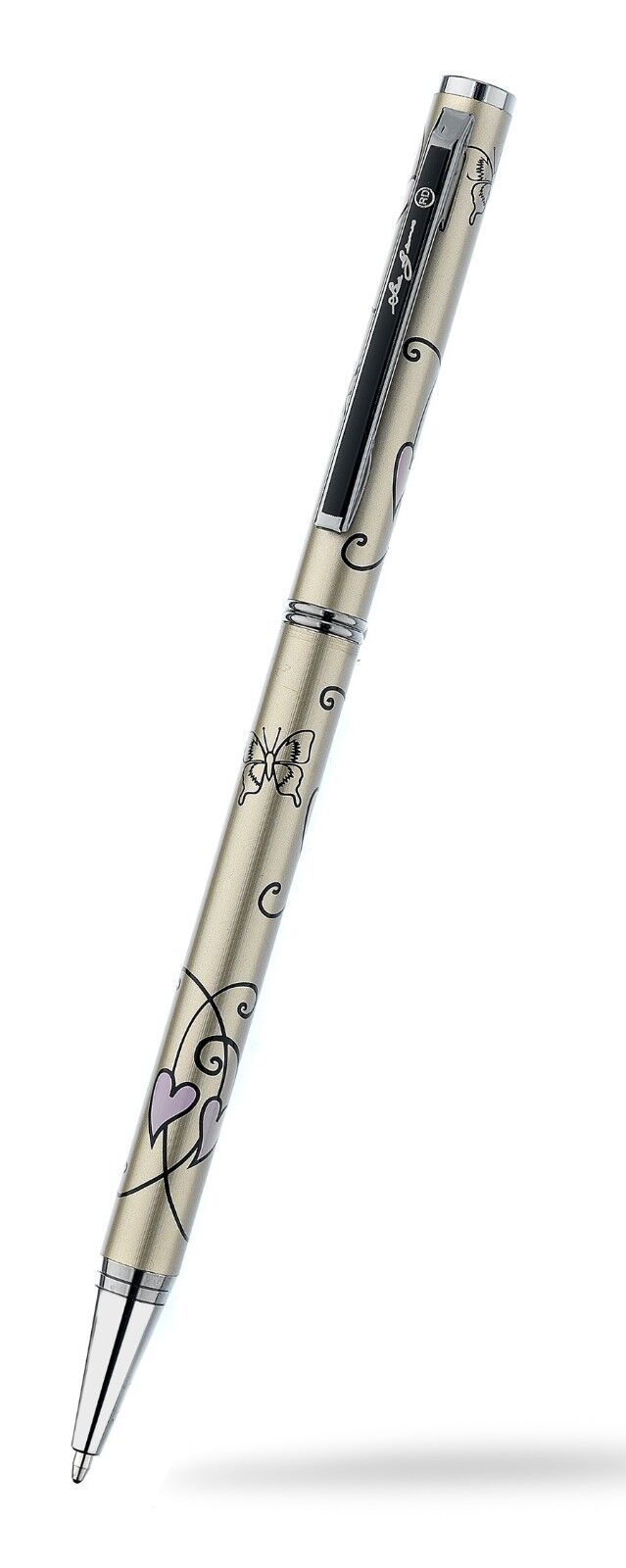 Hearts Butterfly Ballpoint Pen Silver Plated Brand New Boxed Various Colours