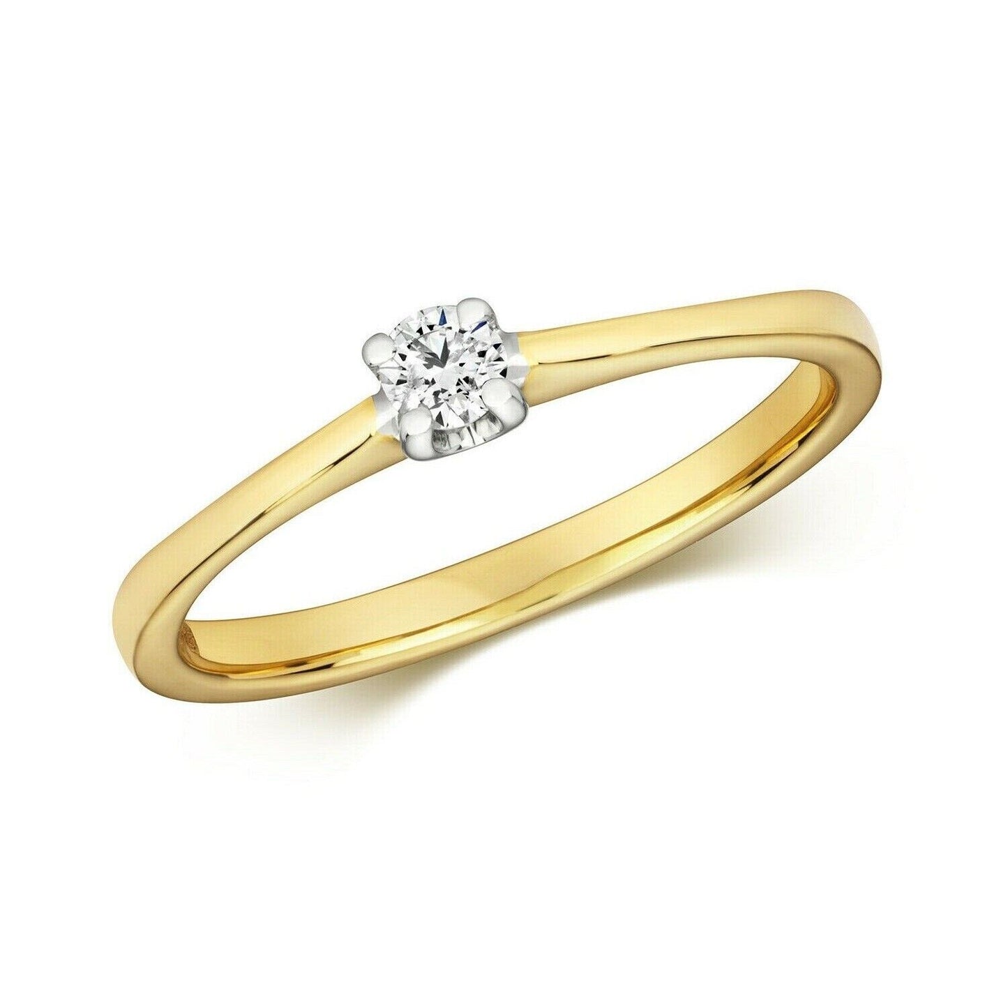 9ct Yellow Gold Diamond Solitaire Ring Engagement 0.10ctw Size J - Q