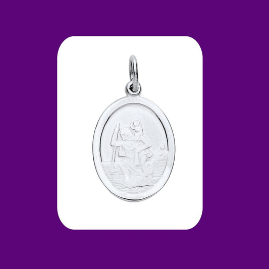 Oval St Christopher Pendant Sterling Silver Hallmark All Chain Lengths