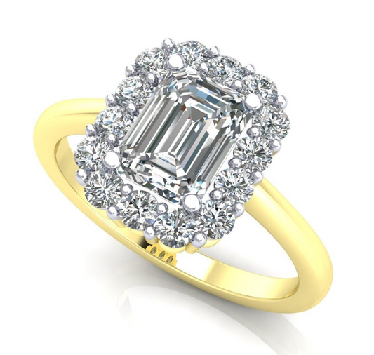 9ct Yellow Gold Zircon Cluster Ring Engagement Hallmarked Sizes L - R