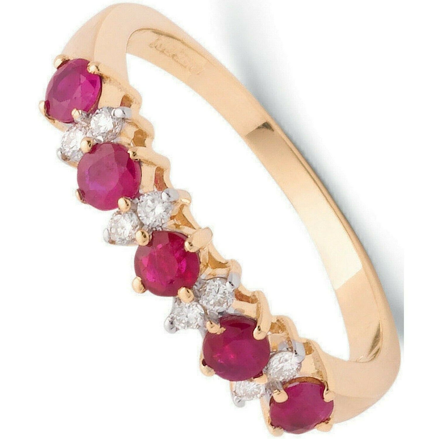 9ct Yellow Gold 0.12ct Diamond & 0.65ct Ruby Eternity Ring