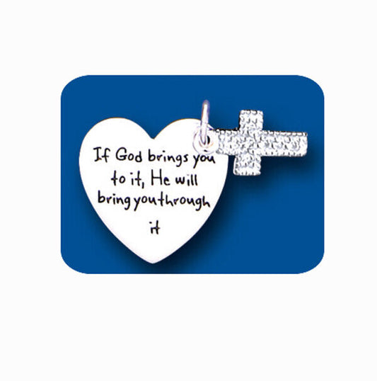 Sterling Silver Cross and Heart Message Pendant 925 Hallmark