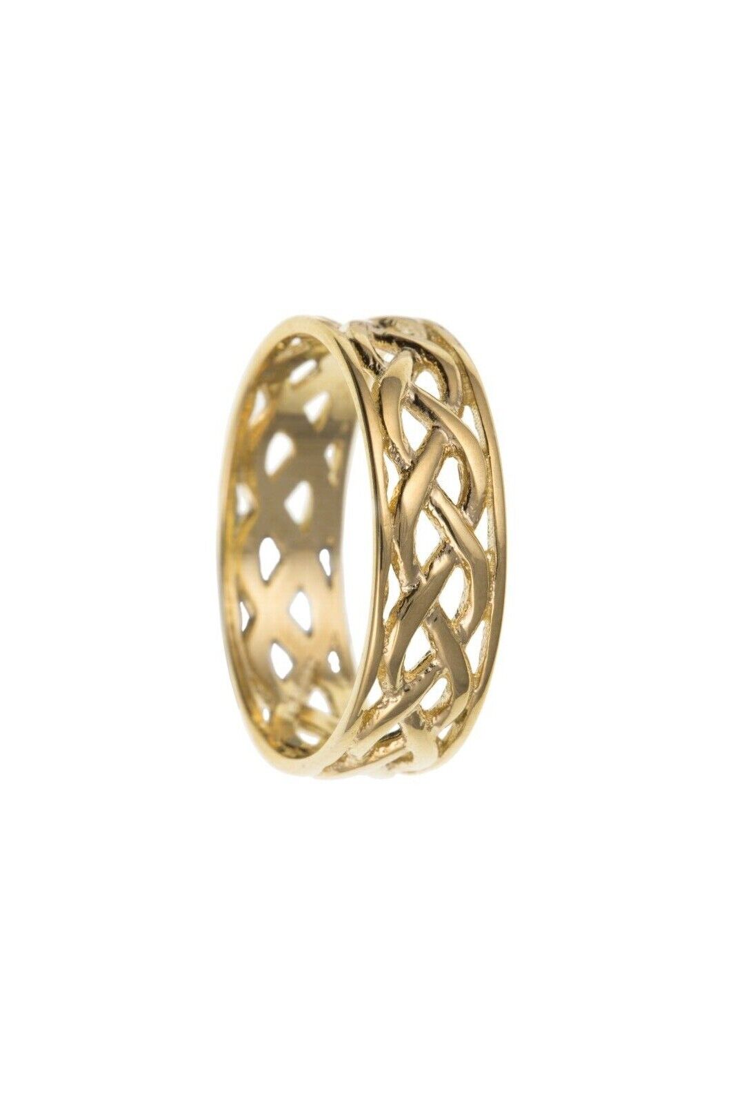 Celtic Wedding Band Yellow Gold Ladies Wedding Ring Hallmarked 6mm Wide Ring