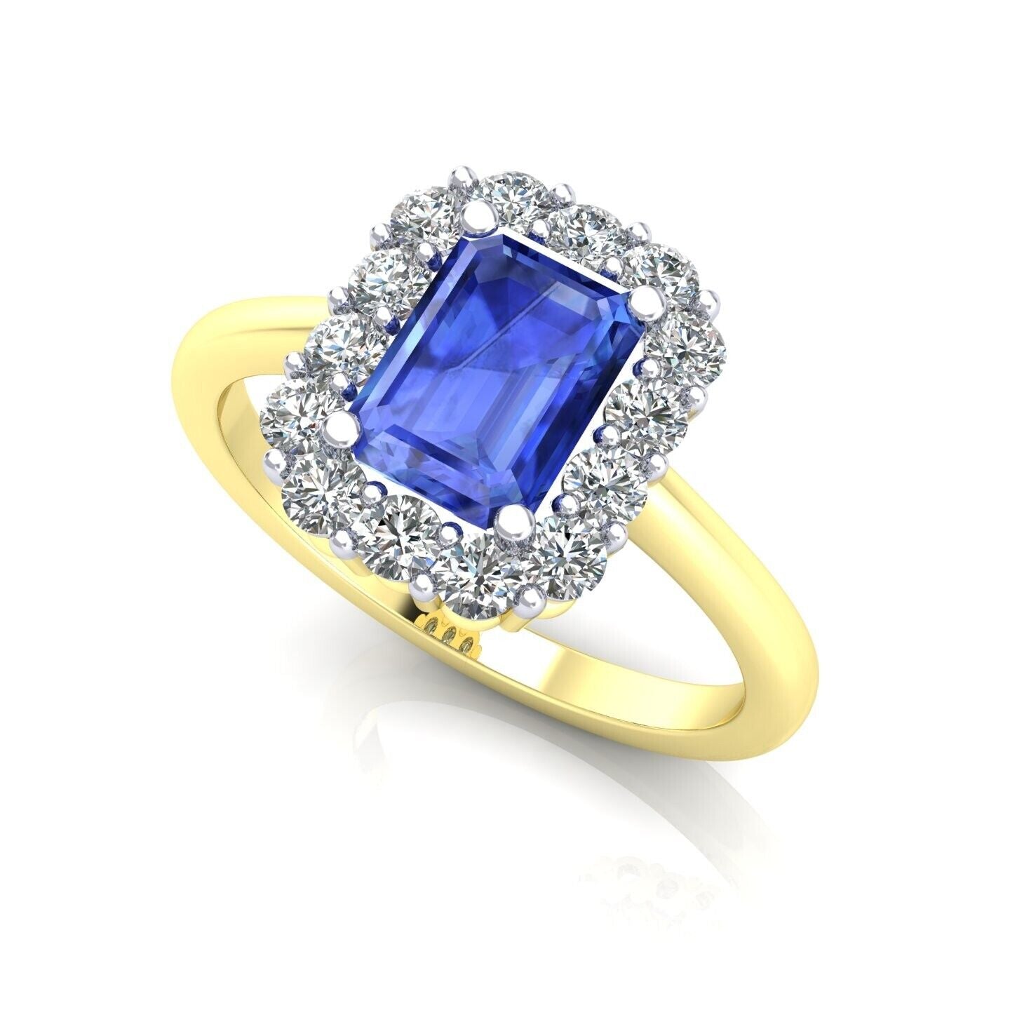 9ct Yellow Gold Sapphire Cluster Ring Engagement Hallmarked Sizes L - R