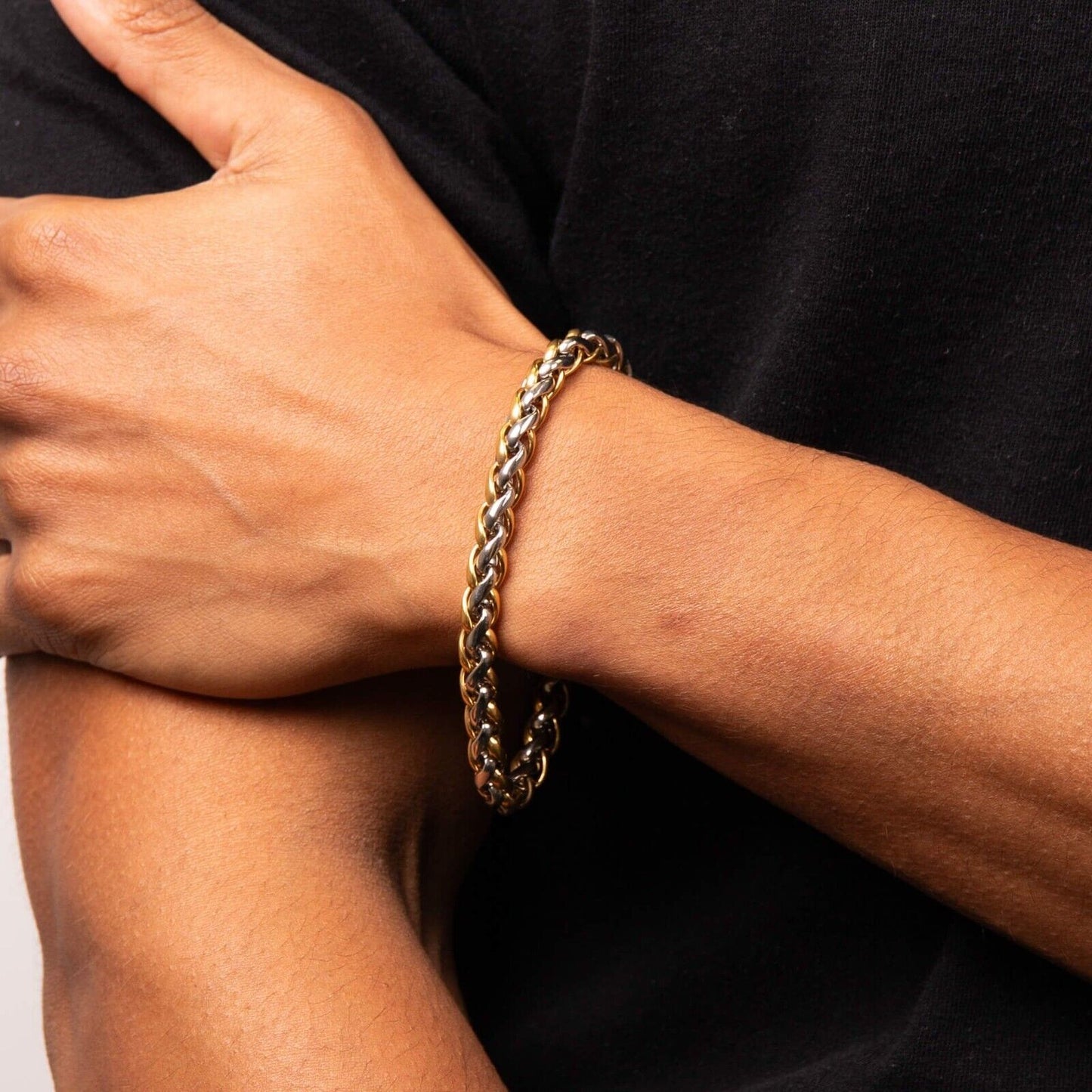 Fred Bennett Two Tone Spiga Link Bracelet 21cm B5469