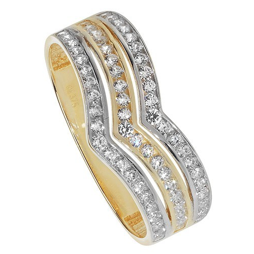 Ladies Wishbone Ring Three Row 9ct Yellow Gold Eternity Wedding Band Size J - S
