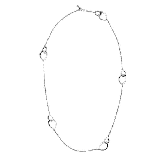 Silver Organic Link Necklace Solid Sterling Silver 32" Long Hallmark Luxury Box