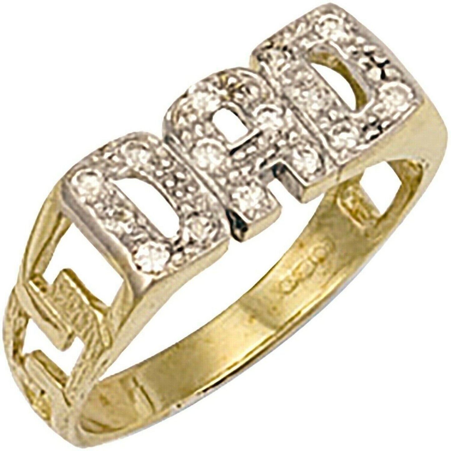 9ct Yellow Gold DAD Ring ID Sides Fully Hallmarked