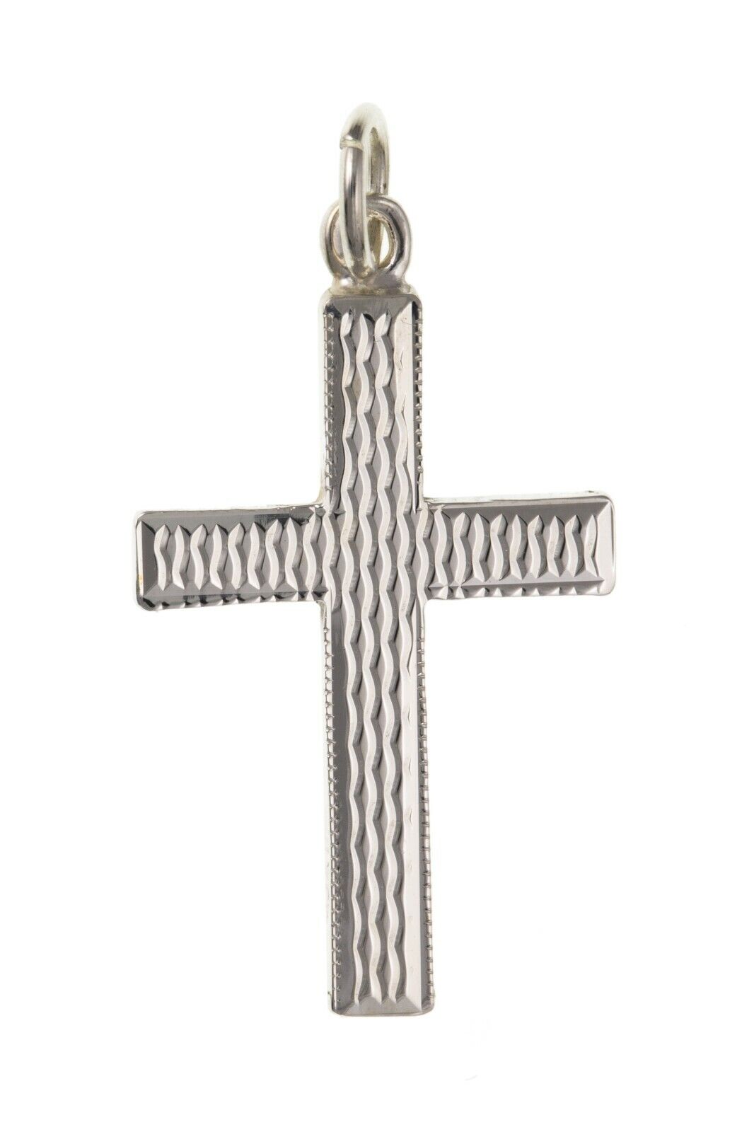 Sterling Silver Engine Turned Cross Pendant 25 x 17mm 925 Hallmark