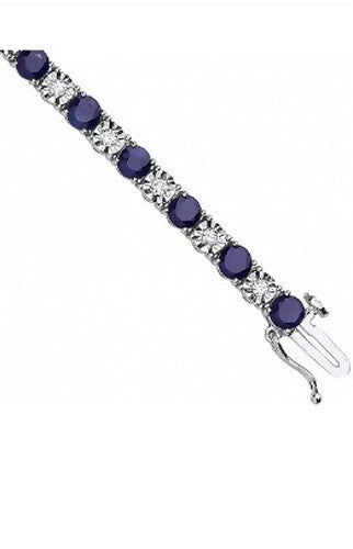 18ct White Gold 0.54ct Diamond & 5.38ct Sapphire Bracelet Made in London