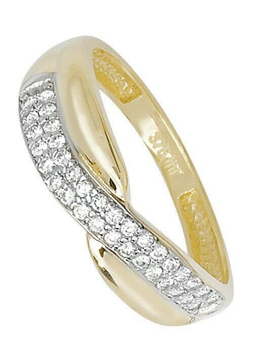 Gemstone Crossover Ring Solid Yellow Gold Hallmarked British Made Eternity
