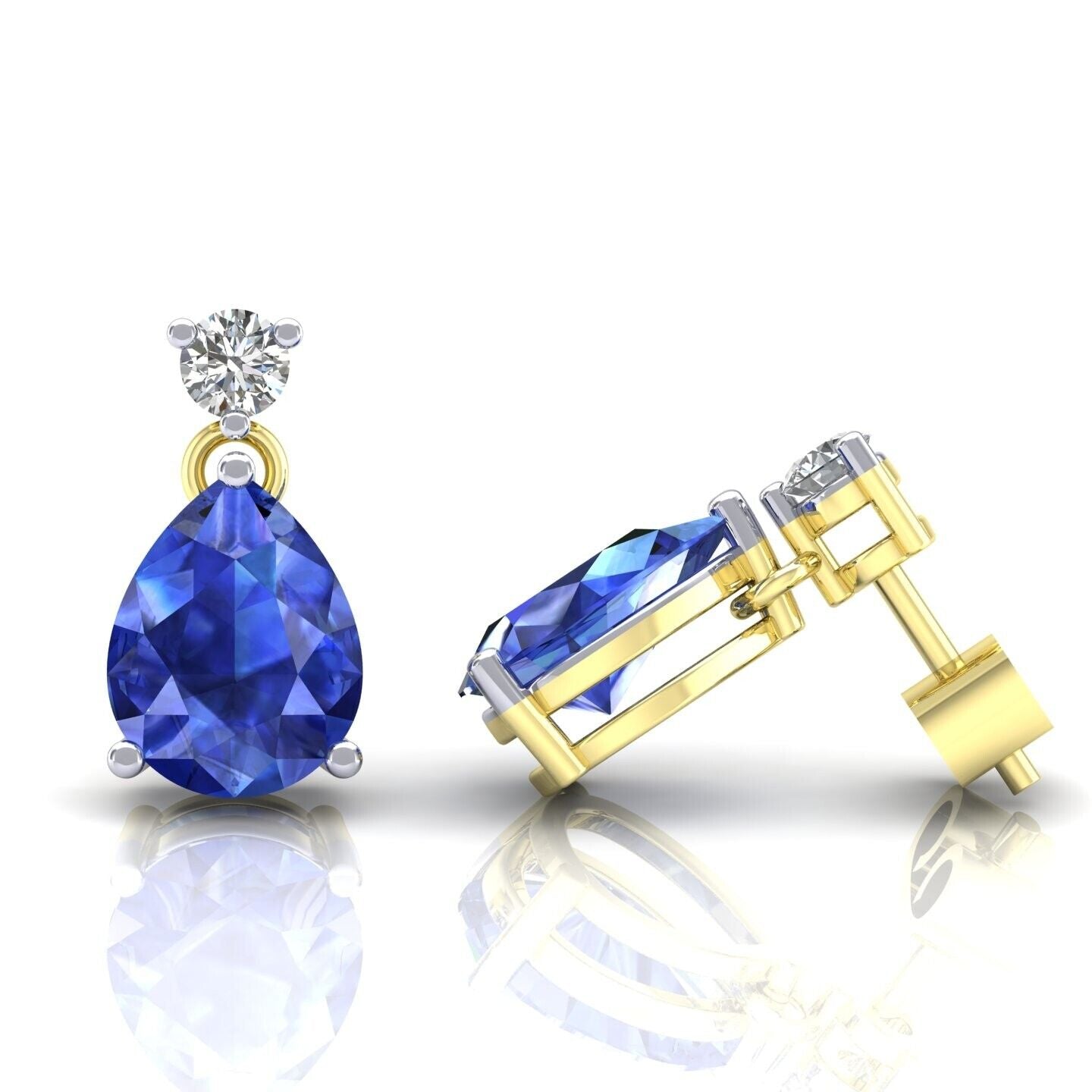 Sapphire Pear Drop Earrings Solid 9ct Yellow Gold Fully Hallmarked