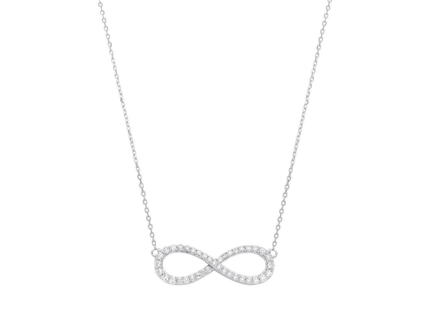 9ct White Gold 0.47ctw Diamond Infinity Necklace (18in/45cm) Chain