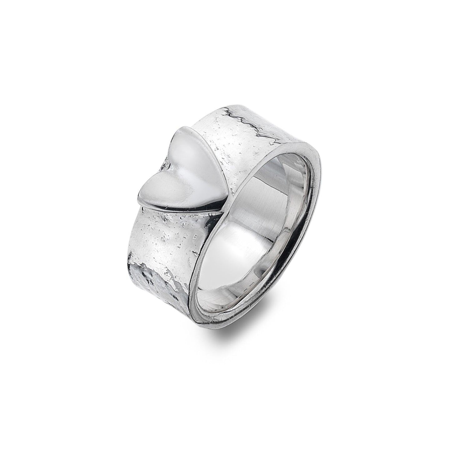 Solid Silver Hammered Heart Ring Sterling 925 Stamped Size J - T Brand New Gift