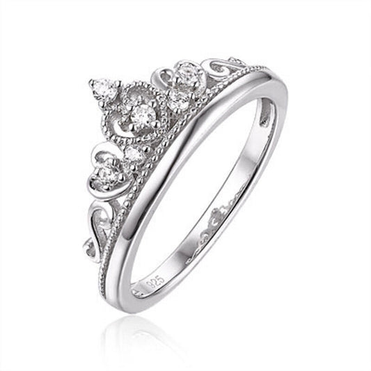 Solid Sterling Silver Crown Tiara Ring 925 Hallmark