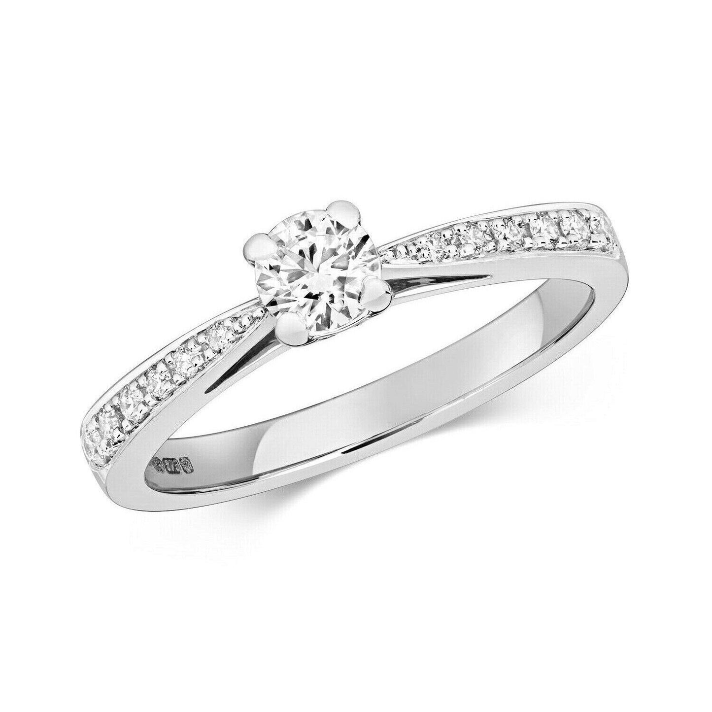 Real Diamond Solitaire Ring 9ct White Gold 0.47 Carat Weight Engagement