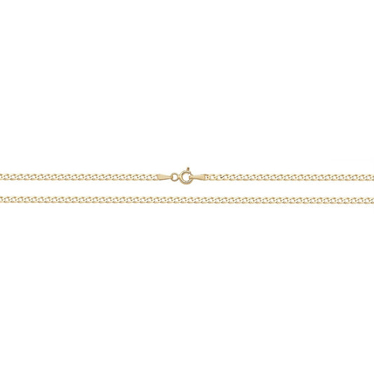 9ct Yellow Gold Curb Chain 22" Flat Bevelled 1.5mm Wide Hallmark Men's Women's