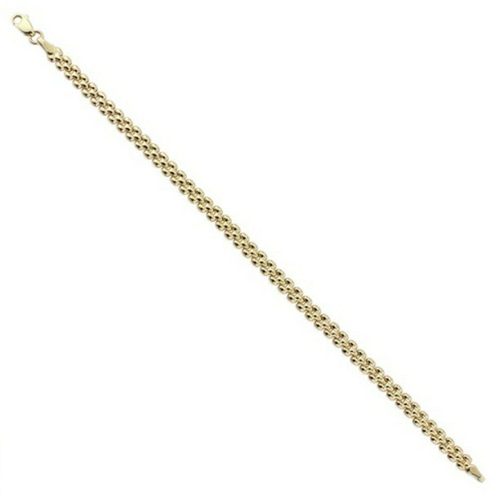 Gold Brick Link Bracelet Chunky 9 Carat Yellow Hallmarked British Made 7 1/2 "