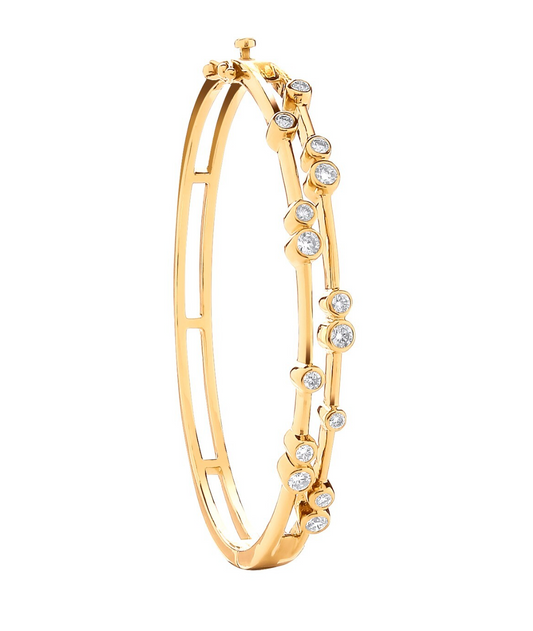 18ct Yellow Gold 1.00ctw Diamond Ladies Bangle Made in London