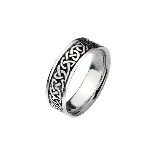 Men's Celtic Knot Band Ring Sterling Silver 925 Hallmark Size R-Z Wedding Bands
