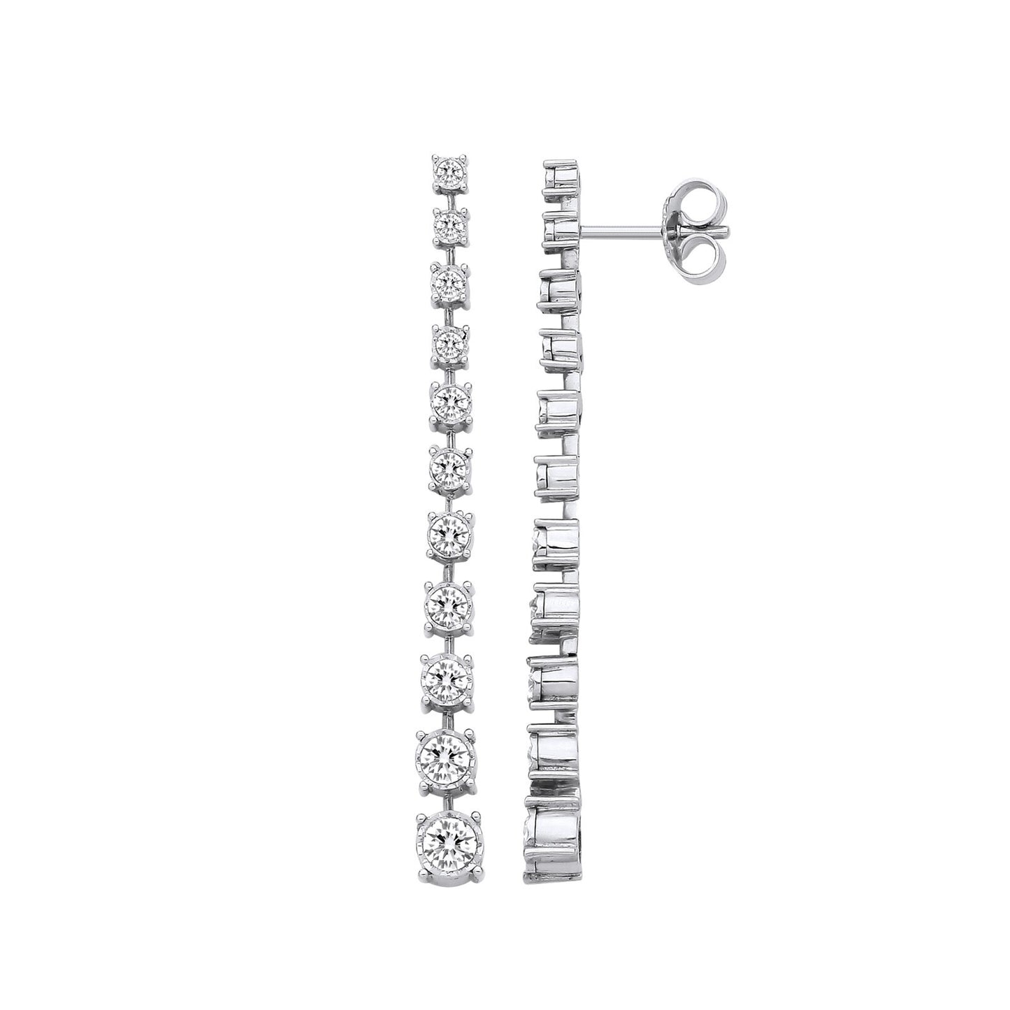18ct White Gold 1.40ctw Drop Earrings 48 x 4.5mm Hallmarked British Made