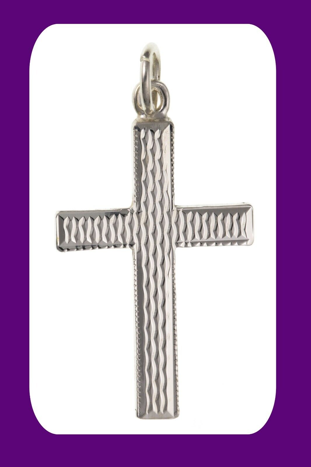Sterling Silver Engine Turned Cross Pendant 25 x 17mm 925 Hallmark