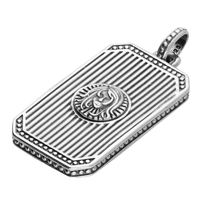 Men's Virgo Zodiac Dog Tag Pendant Necklace Gents Sterling Silver Pendant