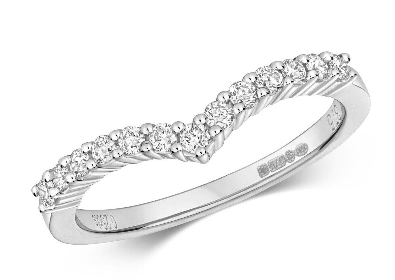 Real Diamond Wishbone Ring Solid White Gold 0.25ctw Claw Set Eternity