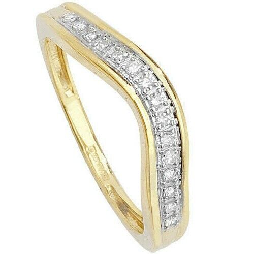 Real Diamond Soft Wishbone Ring Solid Yellow Gold Eternity Anniversary Band