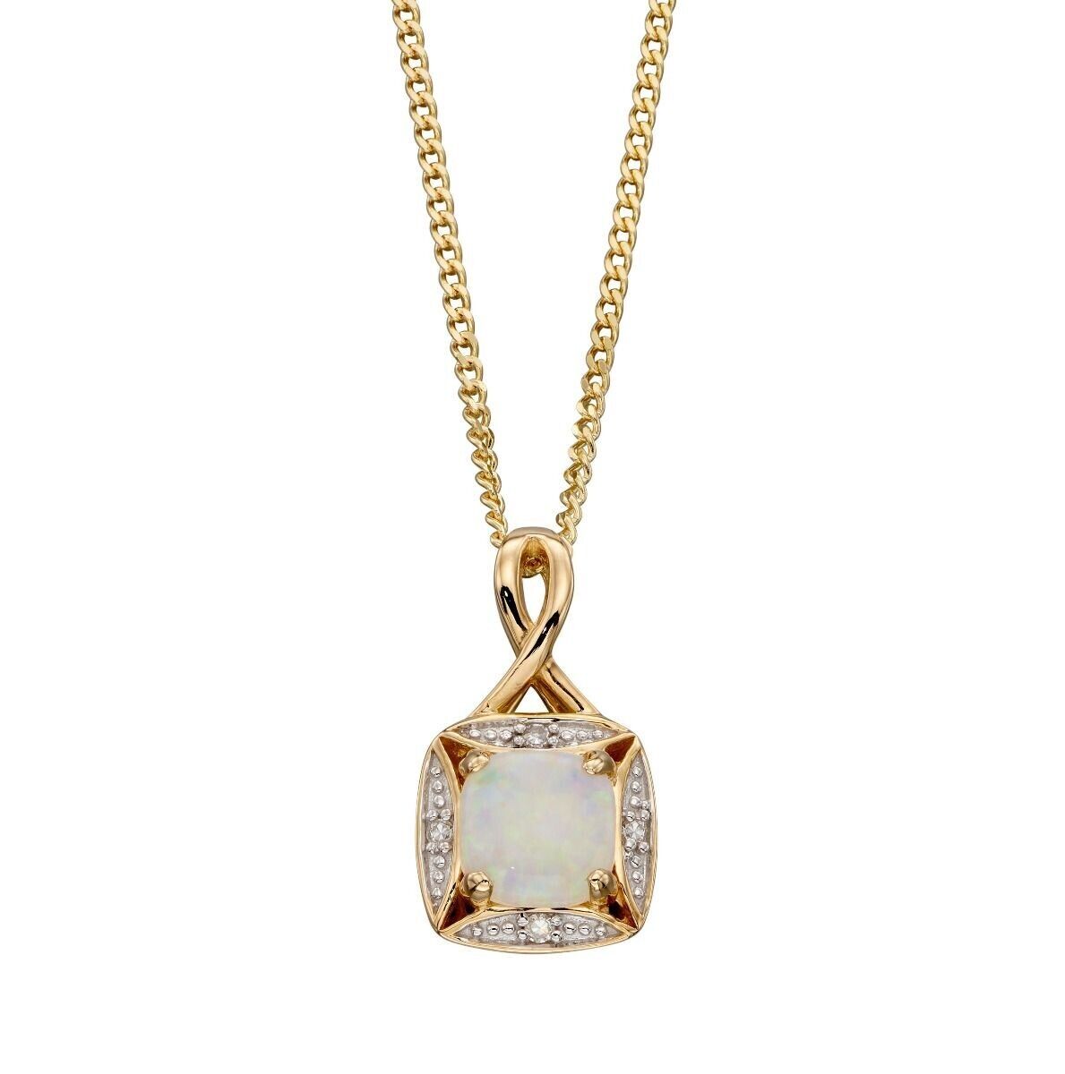 Real Opal and Diamond Set Yellow Gold Pendant Earrings 16 18 or 20" Chain