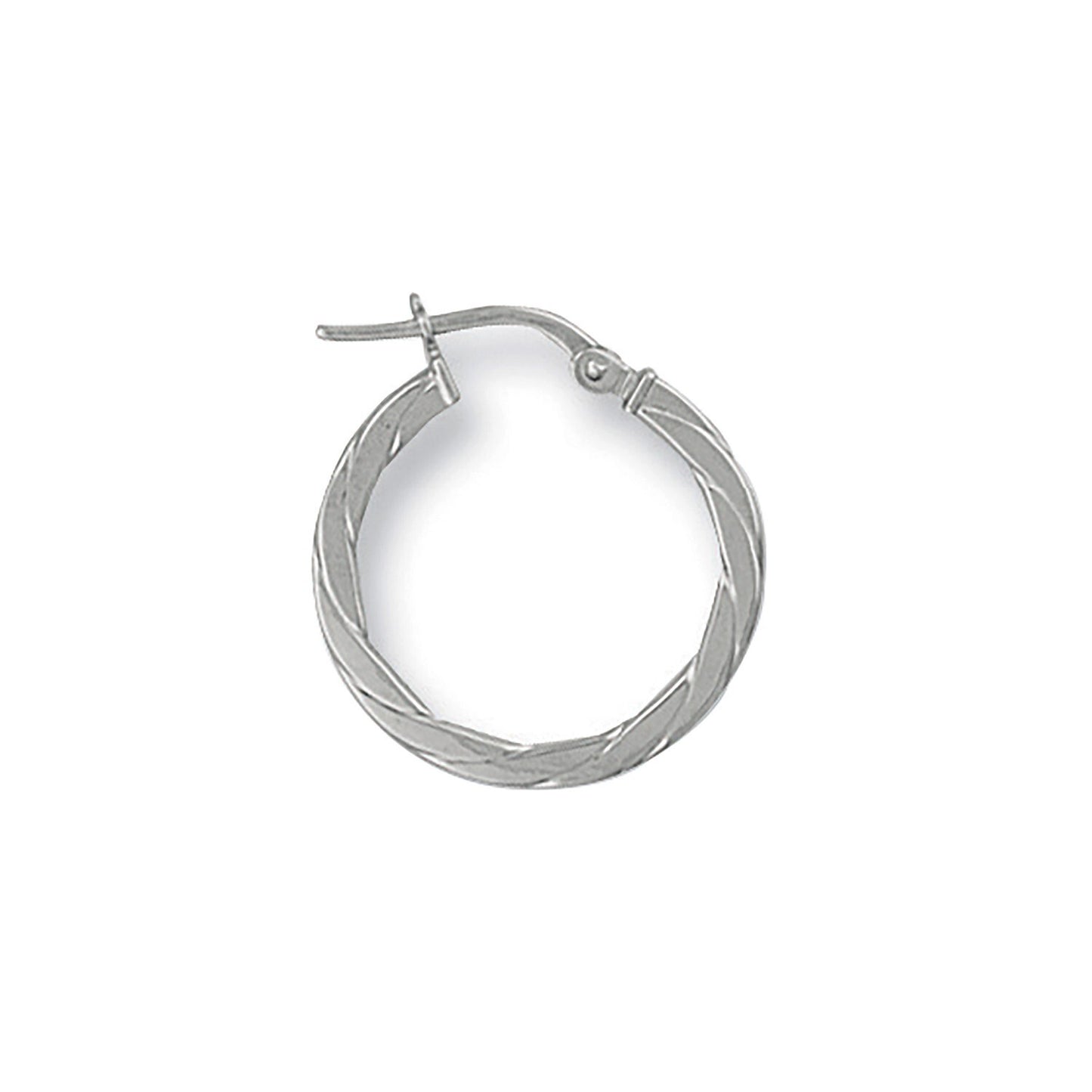 White Gold Twist Hoop Earrings 20mm Flat Square profile Hoops Hallmarked