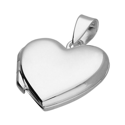 Sterling Silver Flat Plain Heart Locket 20mm Handmade
