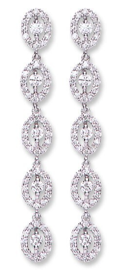 18ct White Gold 1.25ct Diamond Drop Earrings Hallmarked British Made